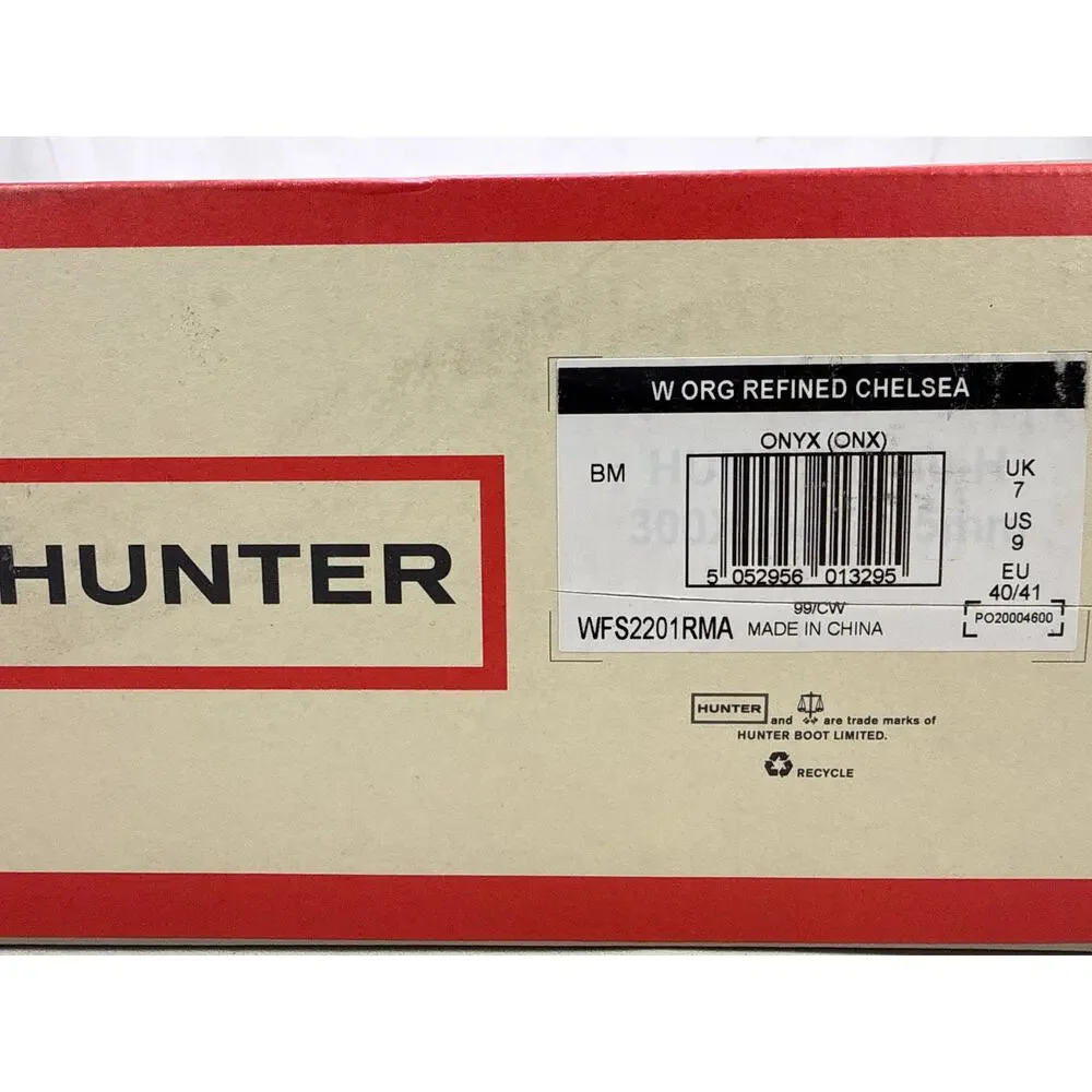 Hunter‎ Original Refined Chelsea Boots Slim Fit Womens 9 Black Onyx Rubber WP